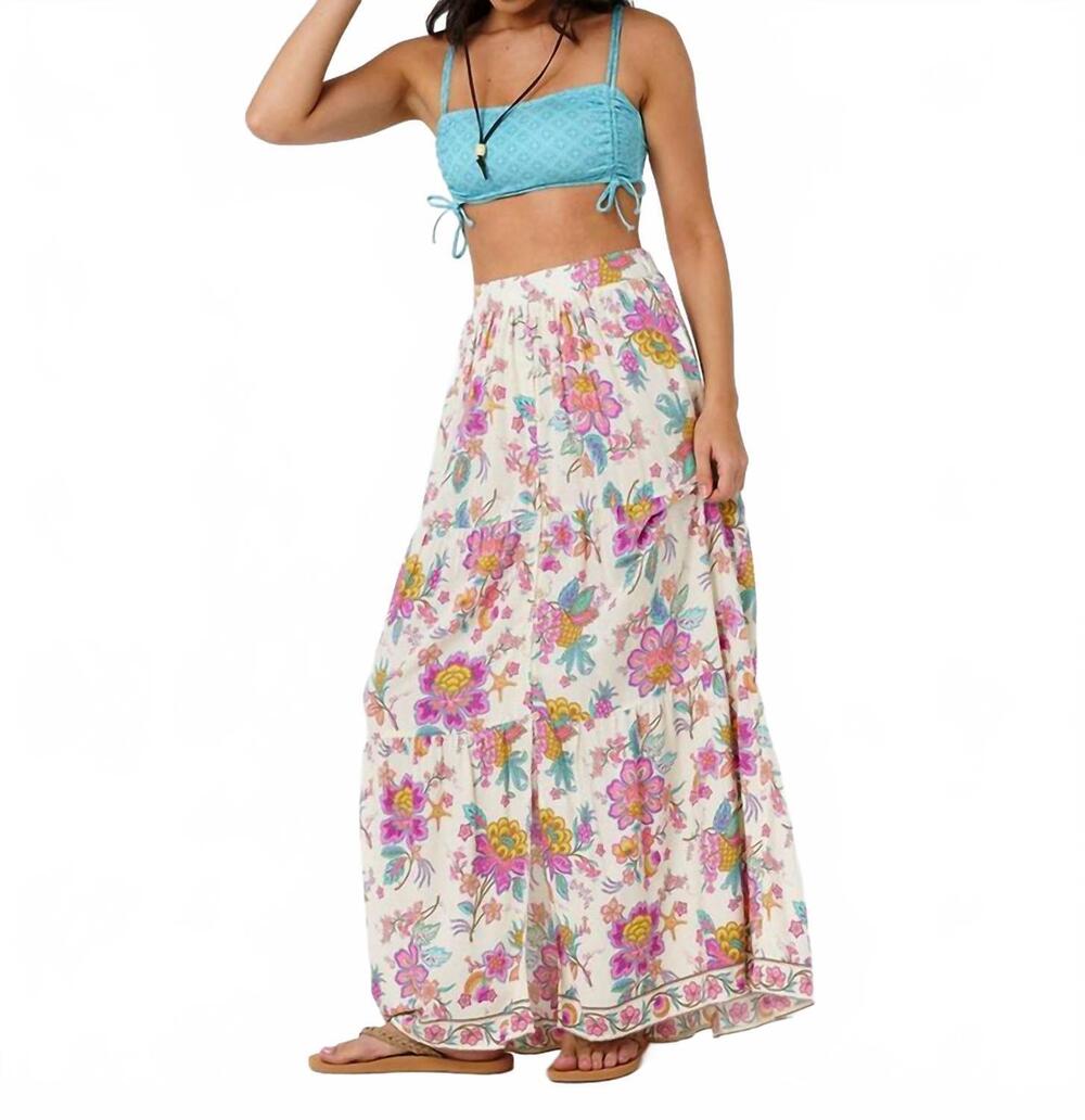 NEW RIP CURL half moon bay button thru maxi skirt in multicolor